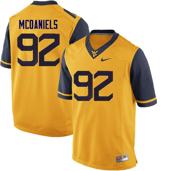 NCAA Men's Dalton McDaniels West Virginia Mountaineers Yellow #92 Nike Stitched Football College Authentic Jersey CG23C04YJ